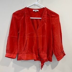 🔥Madewell Red Tie-Front Blouse🔥